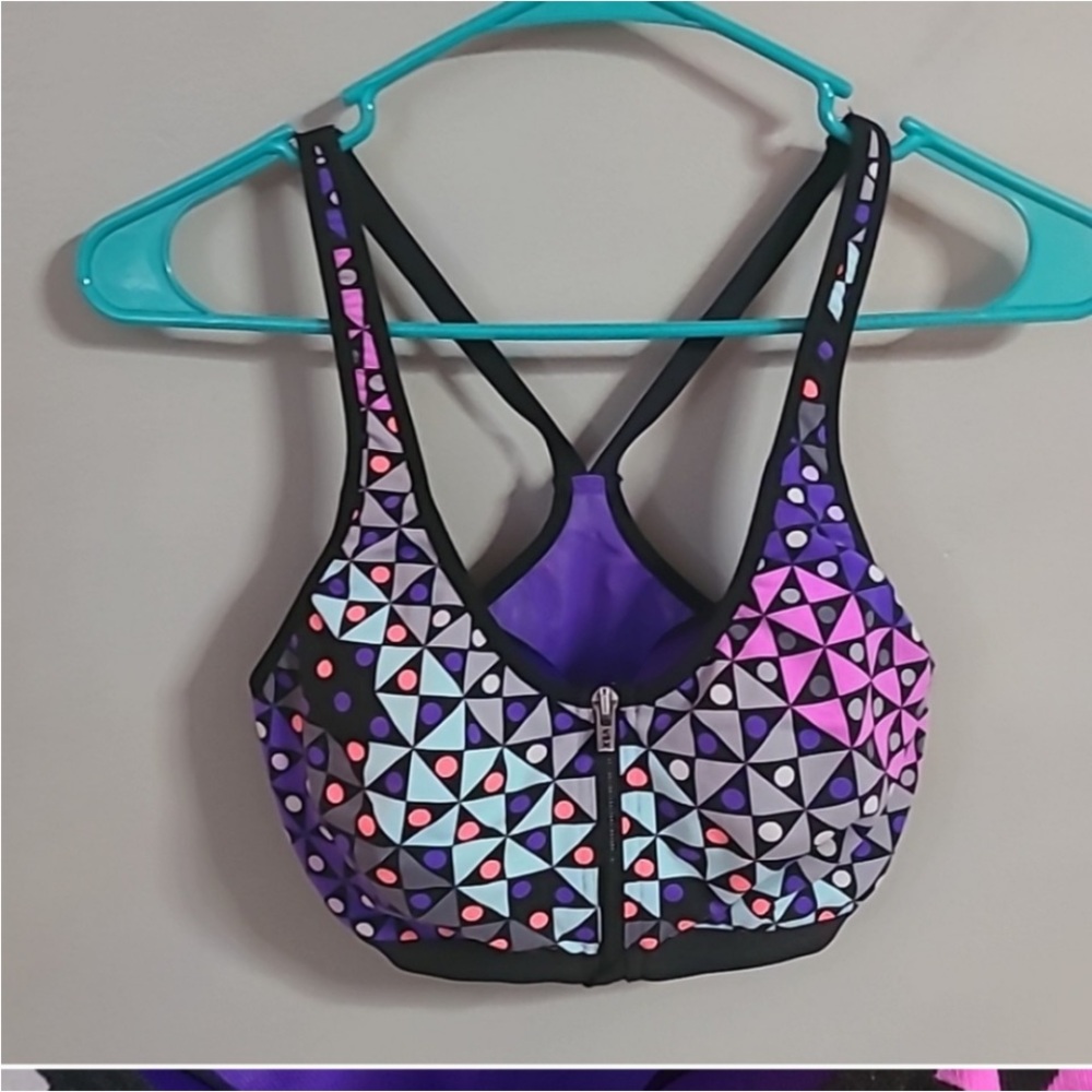 Victoria's Secret Geometric Sports Bra - Black, Purple, Pink